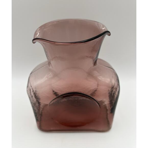 BLENKO Amethyst Purple Glass Double Spouted Water Pitcher Jug Caraf Bottle 8” - Picture 3 of 13